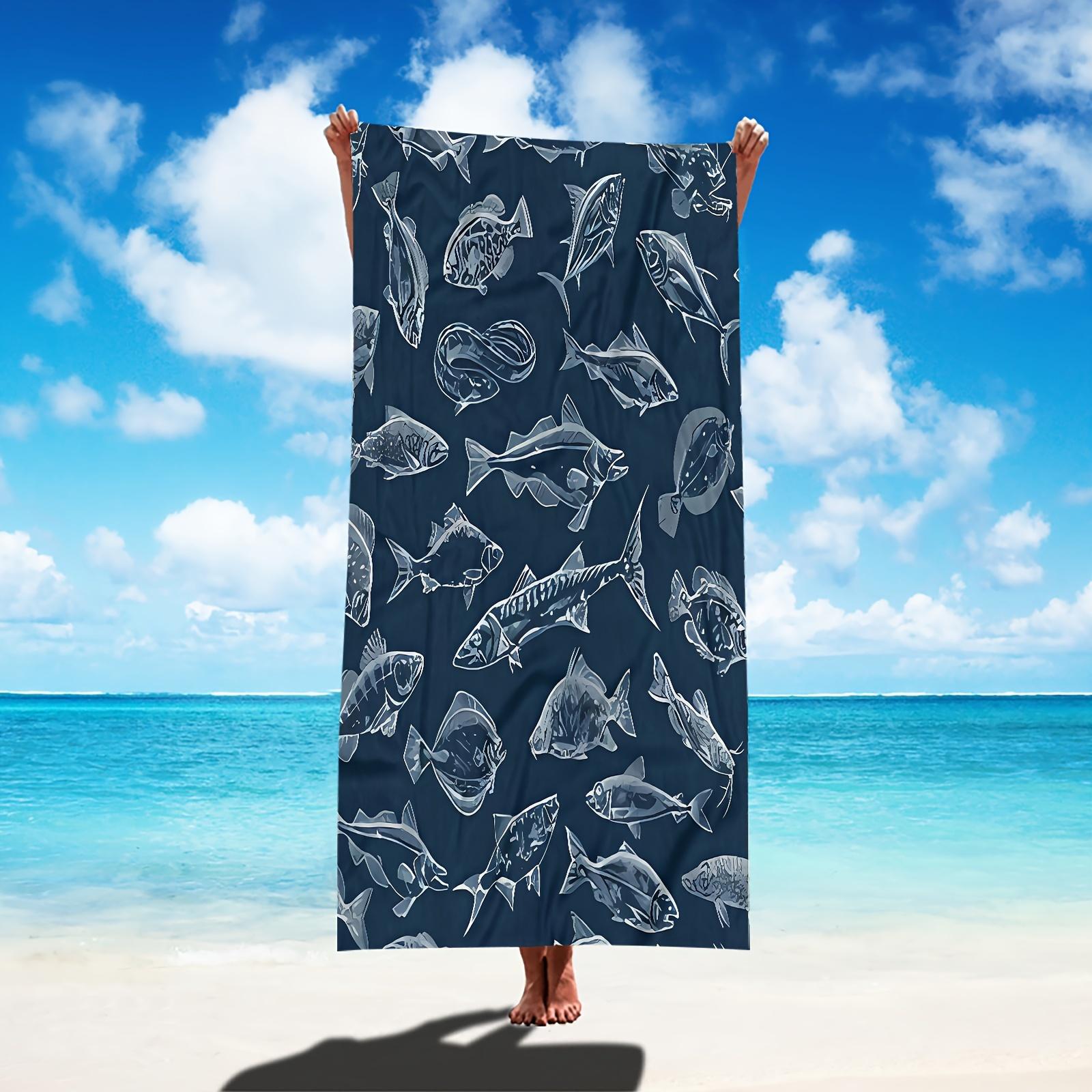 

Eel Pattern Sand Free Beach Towel, Super Absorbent Quick Dry Soft Microfiber Sunscreen Blanket for Camping Travel Swim W30*H60(CM)