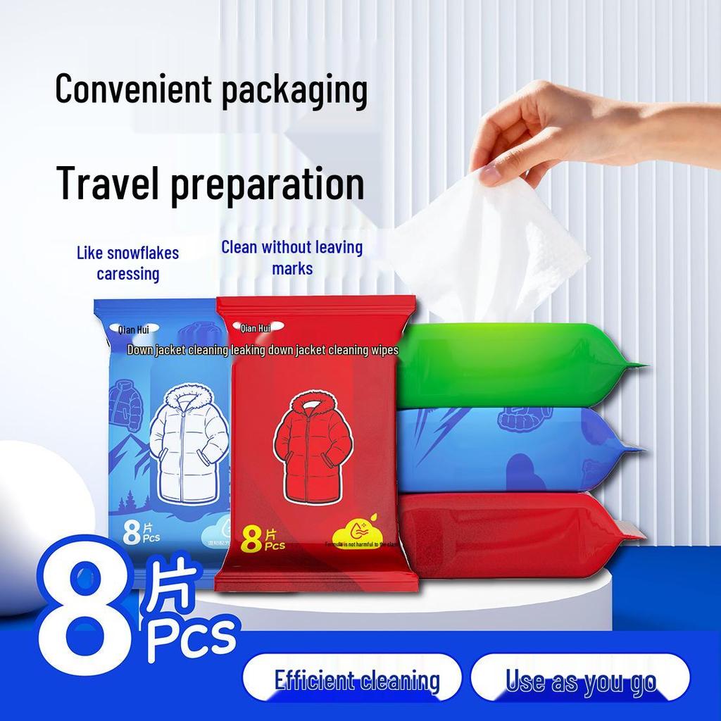 Powerful Stain Removal Wet Wipes for Down Jackets & Windbreakers - No-Wash, Dry Clean Only