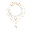Ocean Wind Dripping Oil Starfish Conch Pendant Necklace, Temperament Baroque Imitation Pearl Collarbone Necklace