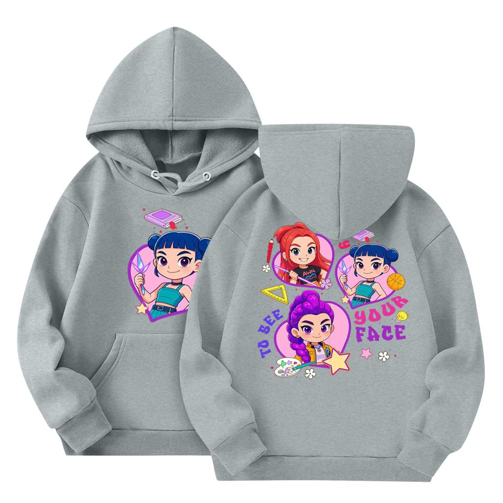Child Fashion Lightweight Long Sleeve Pullover With Pockets  Print Hoodie