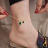 Trendy Double Layer Titanium Steel Love Heart Anklet Gold Versatile Foot Jewelry Set