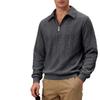 2026 Men's Heavyweight Textured Lapel Zip Polo Sweatshirt for Spring/Autumn