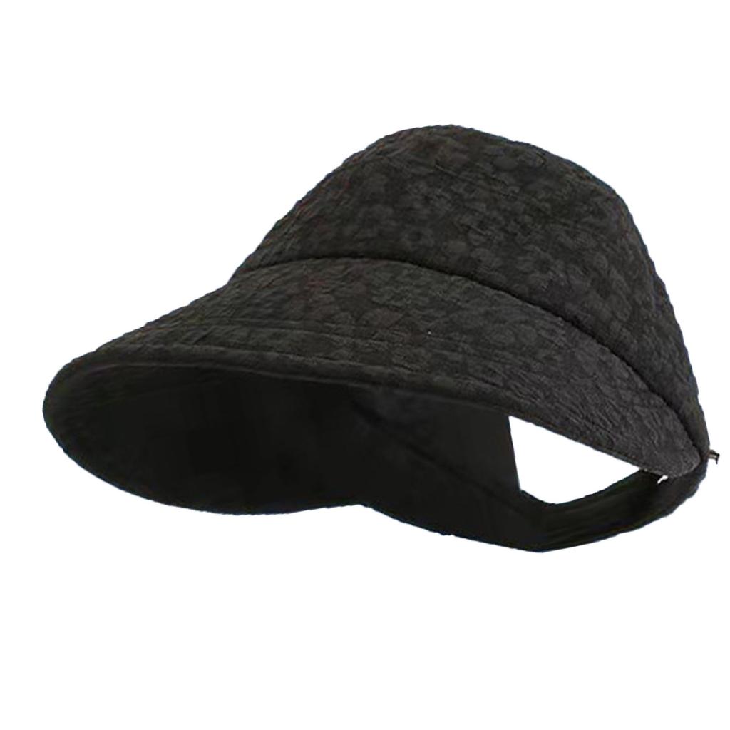 Women Sunshade Hat Half Empty Top Summer Sun Hat for Outdoor Hook and Loop Fastener Adjustment Black