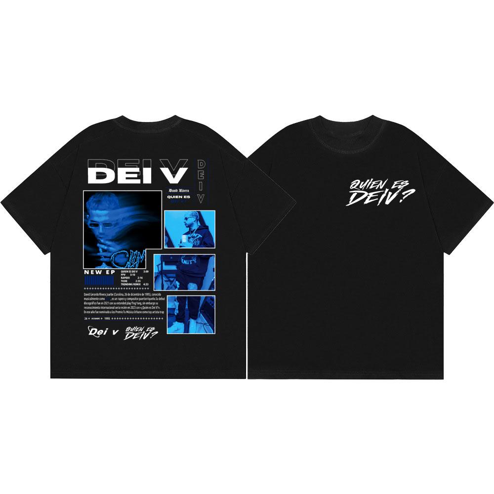 Rapper Dei V Album Merch Tshirt Unisex Unisex Fashion Hip Hop Vintage Short Sleeve T Shirt High Quality Cotton Oversized Tshirts
