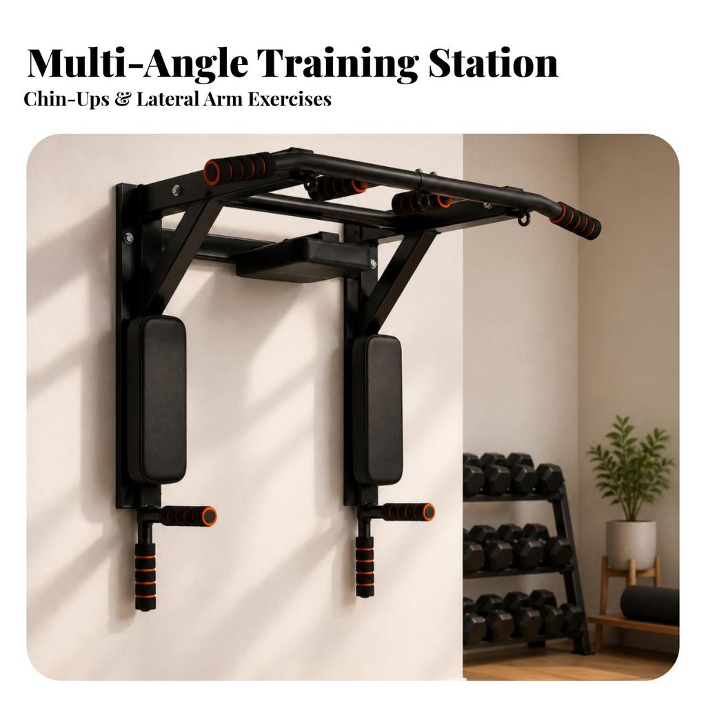 Wall-Mounted Pull-up Bar with Handles Padded for Fitness Room