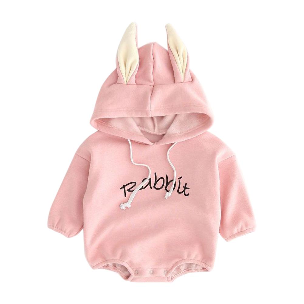 Newborn Baby Girl Spring Autumn Clothes Long-Sleeve Hooded Letters Jumpsuit E0Xc