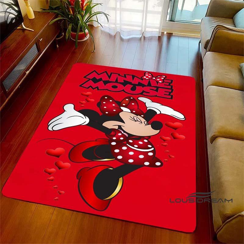 Cute Pink Minnie Mouse Cartoon Rug, Suitable for Living Room, Bedroom, Kitchen, Hallway, Children's Non-slip Floor Mat,