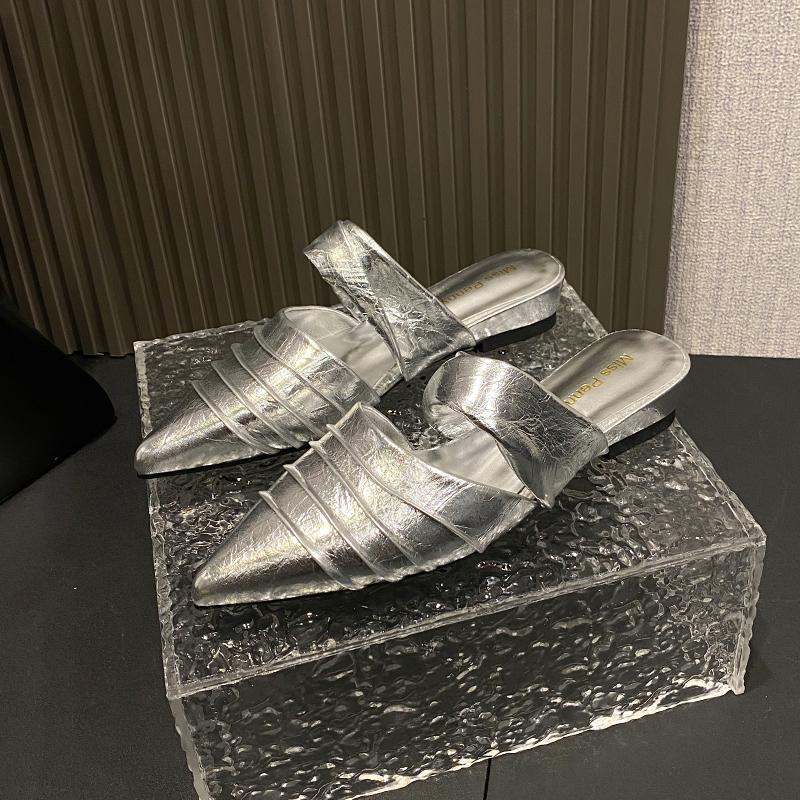 Fashion Flats Women Slippers Fashion Pointed Toe Mules Shoes Cozy Slingback Shoes Woman Summer Sandals 2025 Trend Beach Female Zapatos