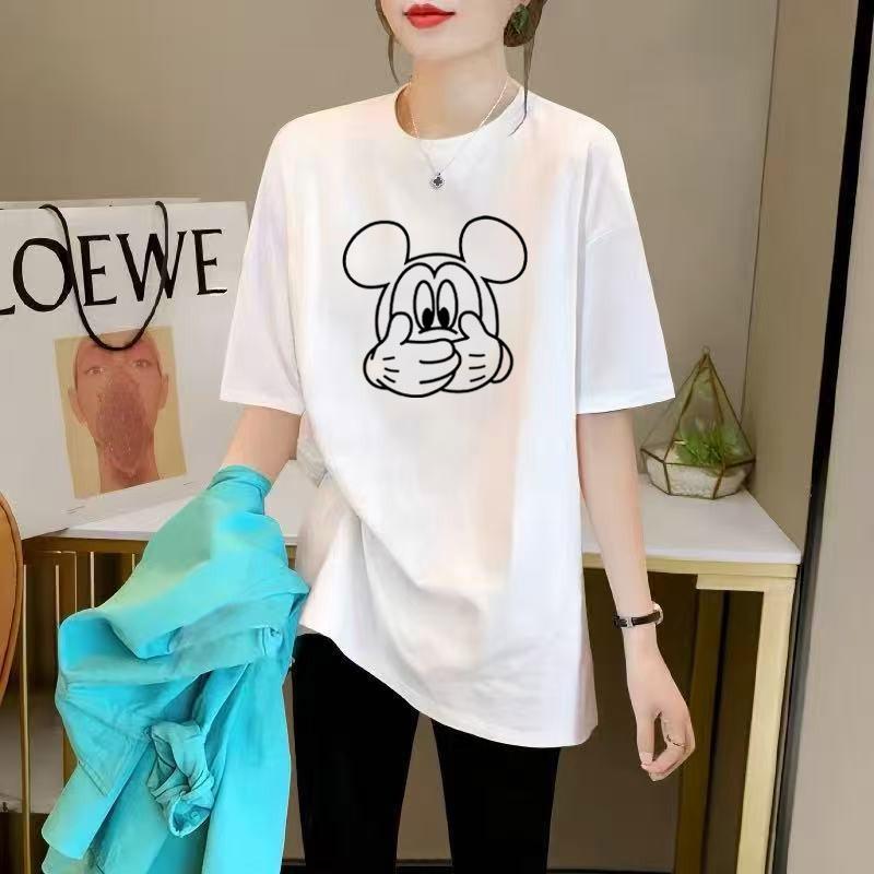 Baumwoll-Kurzarm-T-Shirt Sommer Koreanische Version Bequeme Passform Tägliches Mittellanges Trendiges Vielseitiges Halbarm-Oberteil in Übergröße