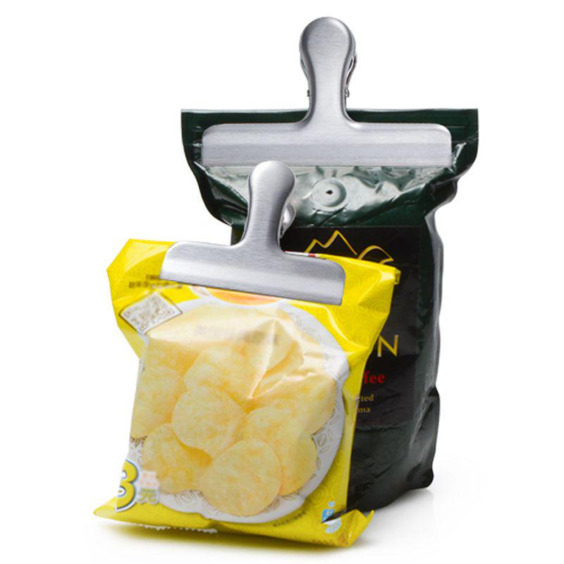 Snack Sealing Clips Stainless Steel Food Clips Seal The Coffee Beans Seal Food Storage Bags Food Saver Travel Kitchen Gadgets