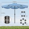 Parasol Round Balcony Umbrella Beach Umbrella with 3-way Tilt Crank 8 Ribs Diameter 265 X 235H Cm Sky Blue