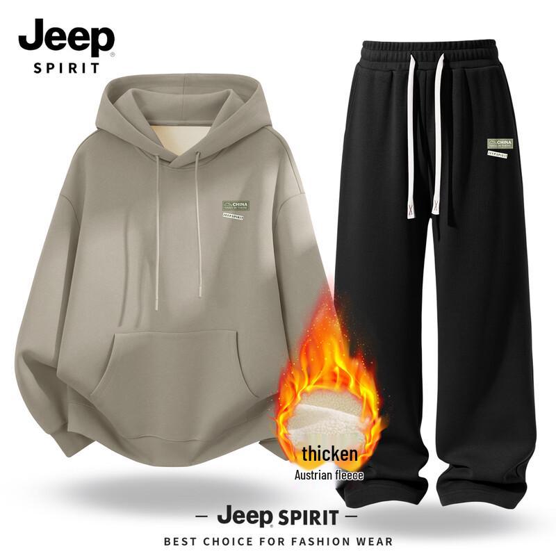 Мужской флисовый комплект: толстовка с капюшоном и брюки JEEP SPIRIT XL (180)
