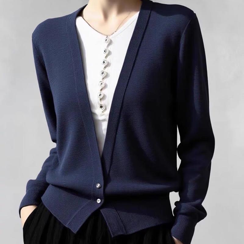 ZOSOUL Elegant Faux Two-Piece V-Neck Knit Top