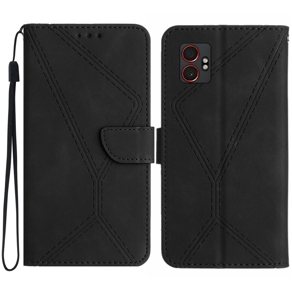 For Samsung Galaxy XCover7 Pro Case Skin Touch Lines Imprinted PU Leather Flip Phone Cover