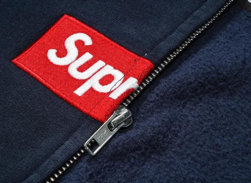 Supreme x MM6 Maison Margiela Box Logo Zip Up Hooded Sweatshirt "Navy"
