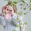 3D-Ostereier zum Aufhängen, 12 Stück, bunt, handbemalt, mit Blumenmuster, Plastikeier, DIY-Bastelornamente, gestreifte Blumen mit Punkten