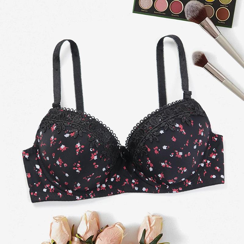 Underwear, Small Floral Bra, Embroidery Lace, Small Chest Gathered, Upper Support, Secondary Breasts Adjusted Bra Wholesale