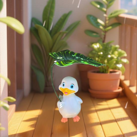 Rață de Grădină cu Umbrelă Statuie Rășină Rață Ornament de Grădină Rață Realistă