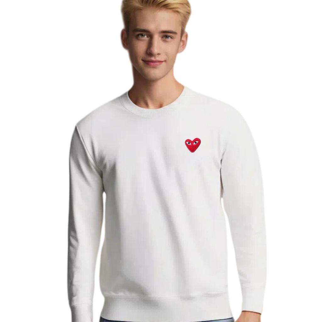 Přeshraniční japonská trendy značka Vyšívaná červená srdce Čistá bavlna Dlouhý rukáv Mikina - Unisex.