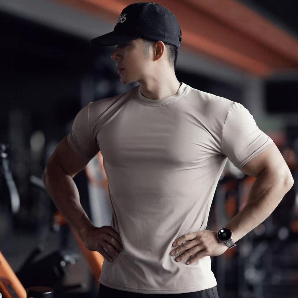 Men's Quick-Dry Short Sleeve Slim Fit Tee for Spring & Summer Sports Fitness