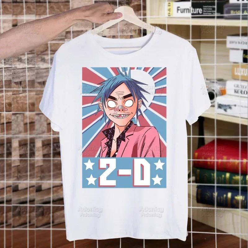 Gorillaz Rock Modern Music Graffiti T Shirt Men Retro Washed Tops Tees Harajuku Tshirt Streetwear Hip Hop Male T-shirts