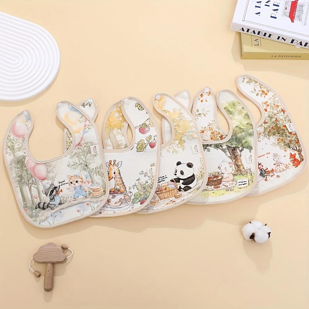 Cotton Baby Feeding Bib Adjustable Neck Burp Clothes Durable Saliva Towels  for Girls Boys