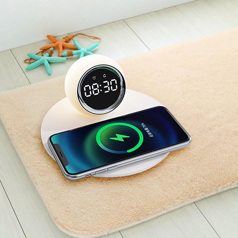 Wireless Charger Time Alarm Clock LED Lamp Phone Chargers Fast Charging Dock Station for iPhone 14 13 12 Samsung S21 S20 Xiaomi