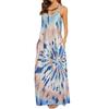 Women Summer Casual Floral Printed Bohemian Floral Long Dress With Pockets