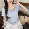 Sweet Short-sleeved T-shirt for Women's Spring and Summer New Product Design Straps for Girls To Wear Slim-fitting Bottoming Shirt