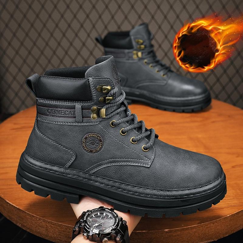 2025 New Mens High Top Boots Thick Soled Anti Slip Work Shoes Fashionable Multifunctional Street Vintage Men Platform Ankle Boot
