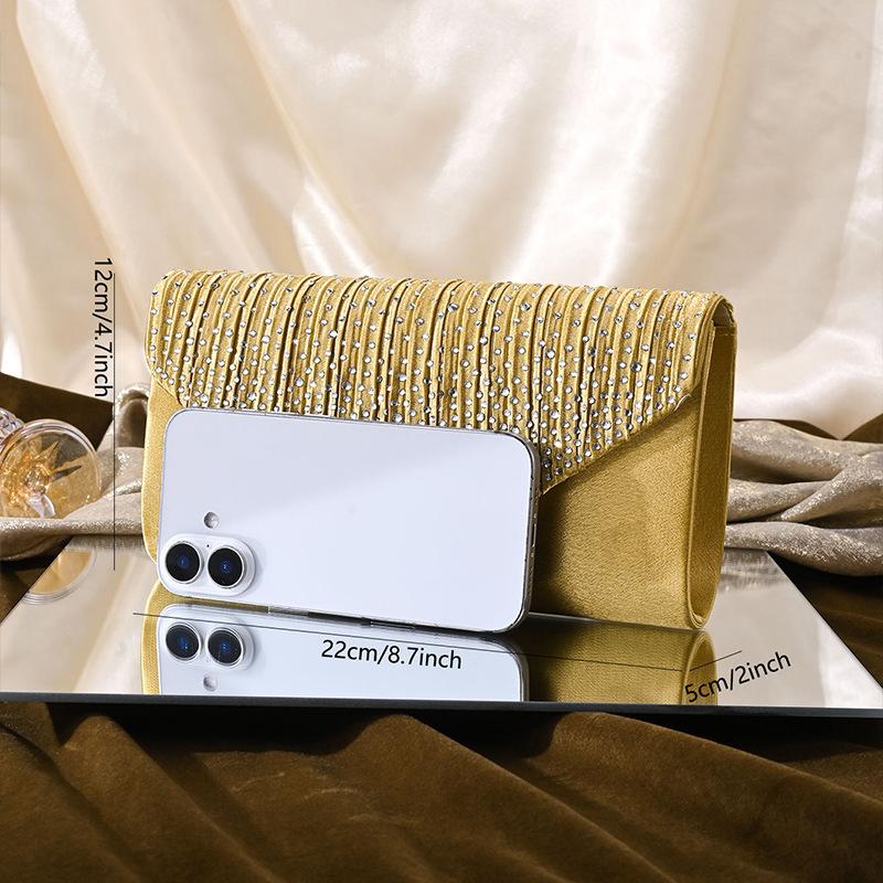 Women Envelope Evening Bag Glitter Ladies Chain Shoulder Bags Shiny Silver Long Purse Female Wedding Party Clutches Mini Handbag