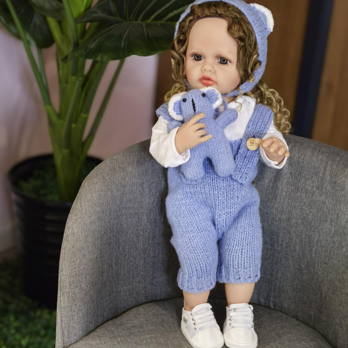 

KEIUMI Модные голубоглазые куклы-реборн с полным телом, силиконовые виниловые куклы для девочек, новорожденные с локонами, модные детские подарки на день рождения и Рождество 22 inch about 55 cm