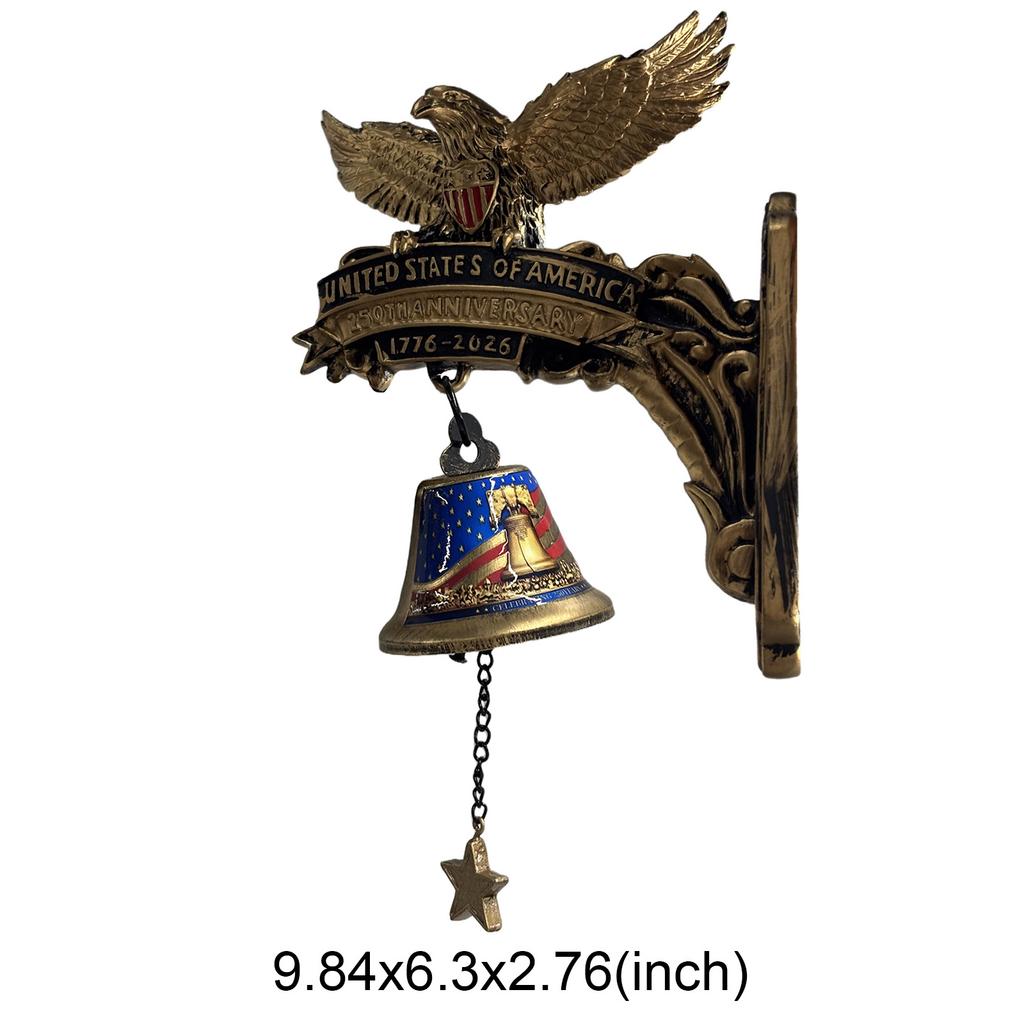 Eagle Desgin 250th Anniversary Commemorative Doorbell USA Flag Hangable Manual Ring Decorative Bell for Collectors and Patriotic