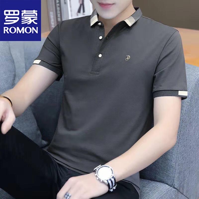 ROMON Men's Short Sleeve Casual Polo T-Shirt