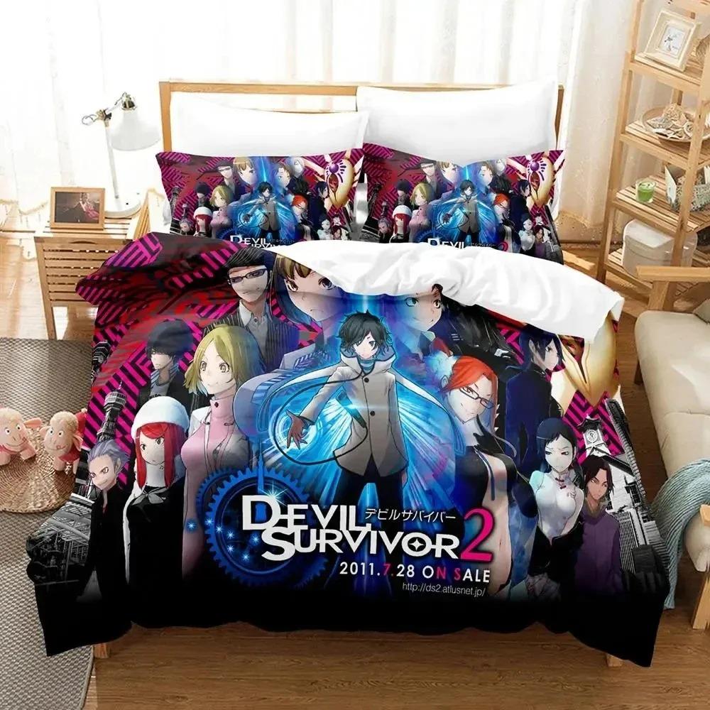 3D Anime Devil Survivor Bedding Set Duvet Cover Bed Set Quilt Cover Pillowcase Comforter king Queen Size Boys Adult Bedding Set