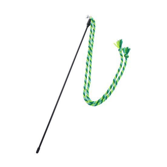Yousheng Cat Tease Stick Toy Bite-Resistant with Bell Kitten Playing Interactive Teaser Wand Toys Handwoven Cotton Rope Pet Accessories