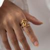 18K Gold Plated Open Adjustable Titanium Steel Ring For Women Fashion Minimalist Irregular Ring Daily Wear Jewelry Accessories