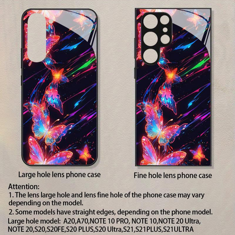 2D Flowing Butterfly Pattern Phone Case for Samsung S26 S25 S24 S23 S22 S21 S20 A56 A36 A16 - Glass Protective Cover