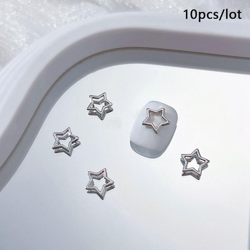 

10Pcs Punk Metal Geometric Nail Art Decoration Silver Color Alloy Manicure Decor Diy Nail Decor Accessories