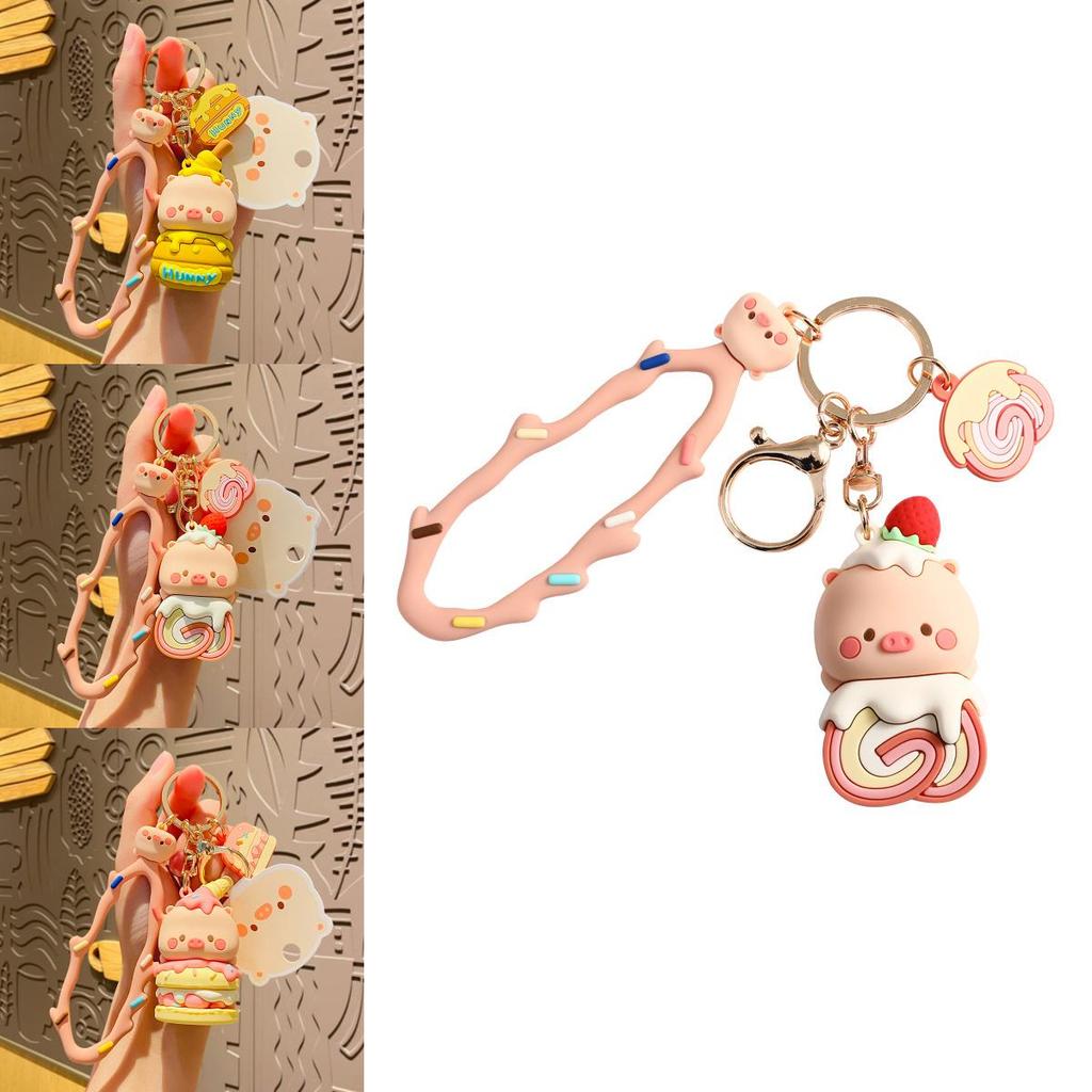 Cute Piggy Cartoon Keychain Adorable Silicone Accessory For Cars And Bags
