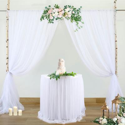 2 STuks Achtergrond Gordijnen Bruiloft Organza Doorzichtig Kristal Tule Rol Garen Organza Stof Bruiloft Feest Achtergrond Babyborrel Decoratie