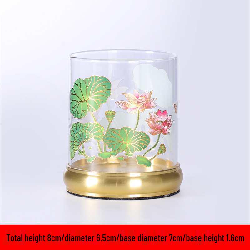 Vintage Alloy Candle Holder for Buddha Lamp - Windproof Ever-burning Butter Lamp Shade Ornament for Home Use