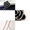 Black Rose Flower Long Necklace Sweater Chain Metal  Pendant Necklaces Adjusted