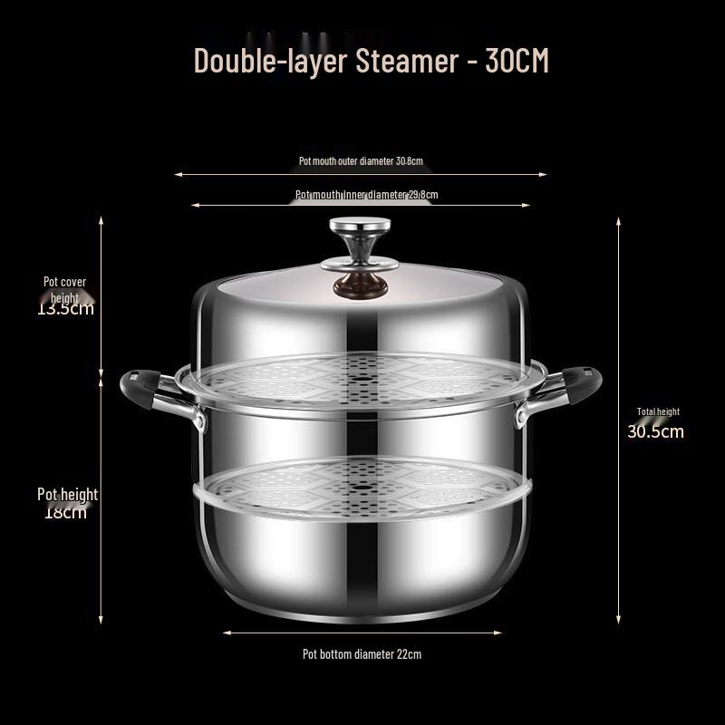 Zhuchuang Jingpin 30cm 2-Layer 201 Stainless Steel Steamer