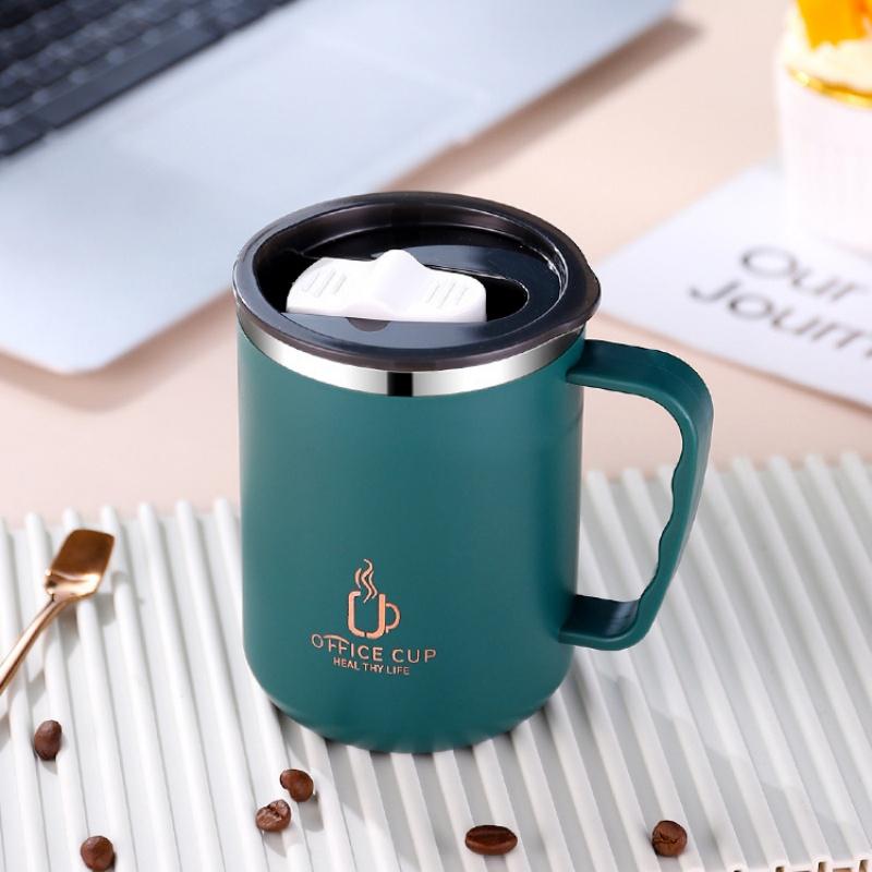 

Бутылка для воды из нержавеющей стали 304 объемом 500 мл, двухслойная кружка для кофе и молока с ручкой и крышкой, переносная изолированная чашка для путешествий 500ml