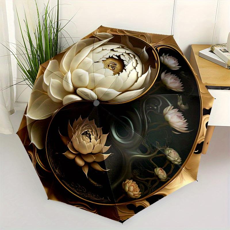 

Lotus Yin Yang themed Eight rib Automatic Folding umbrella Is Suitable for Both Men and Women, Making It A Perfect Christmas and Valentine s