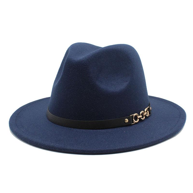 Flat Edge Woolen Top Hat, Belt Buckle, Big-Brimmed Felt Hat, Plain Weave Top Hat