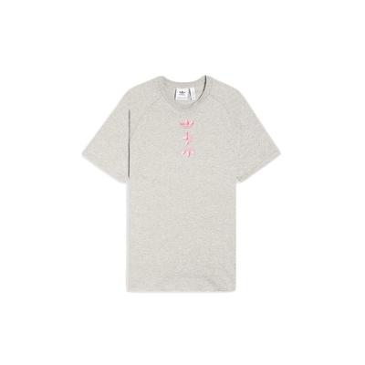 Originals Trefoil Zeno T-Shirt mit gewebtem Etikett-Logo Kurzarm Herren Tops Medium-Hanf-Grau FS7328