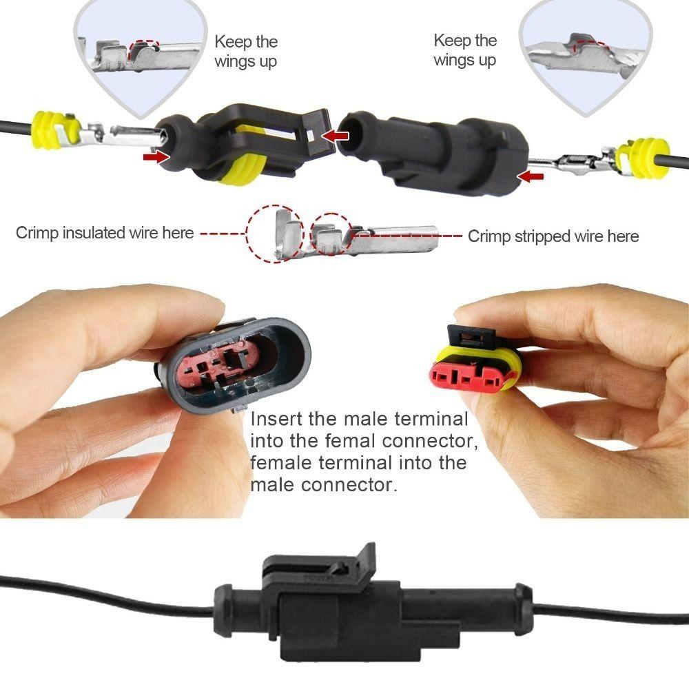 1/2/3/4 Pin Waterproof Connector Kit Electrical Wire Connector Plug  Truck Wiring