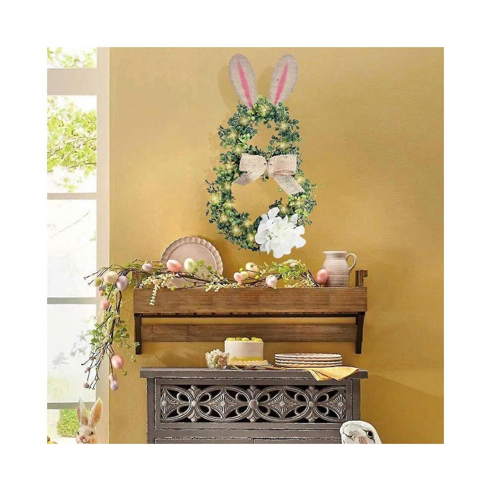 Easter Wreath for Front Door Bunny-Shaped with LED Wreath Wreath Hydrangea Easter Spring Easter Decoration Door Wreath Front Door Wall Window Home Dec